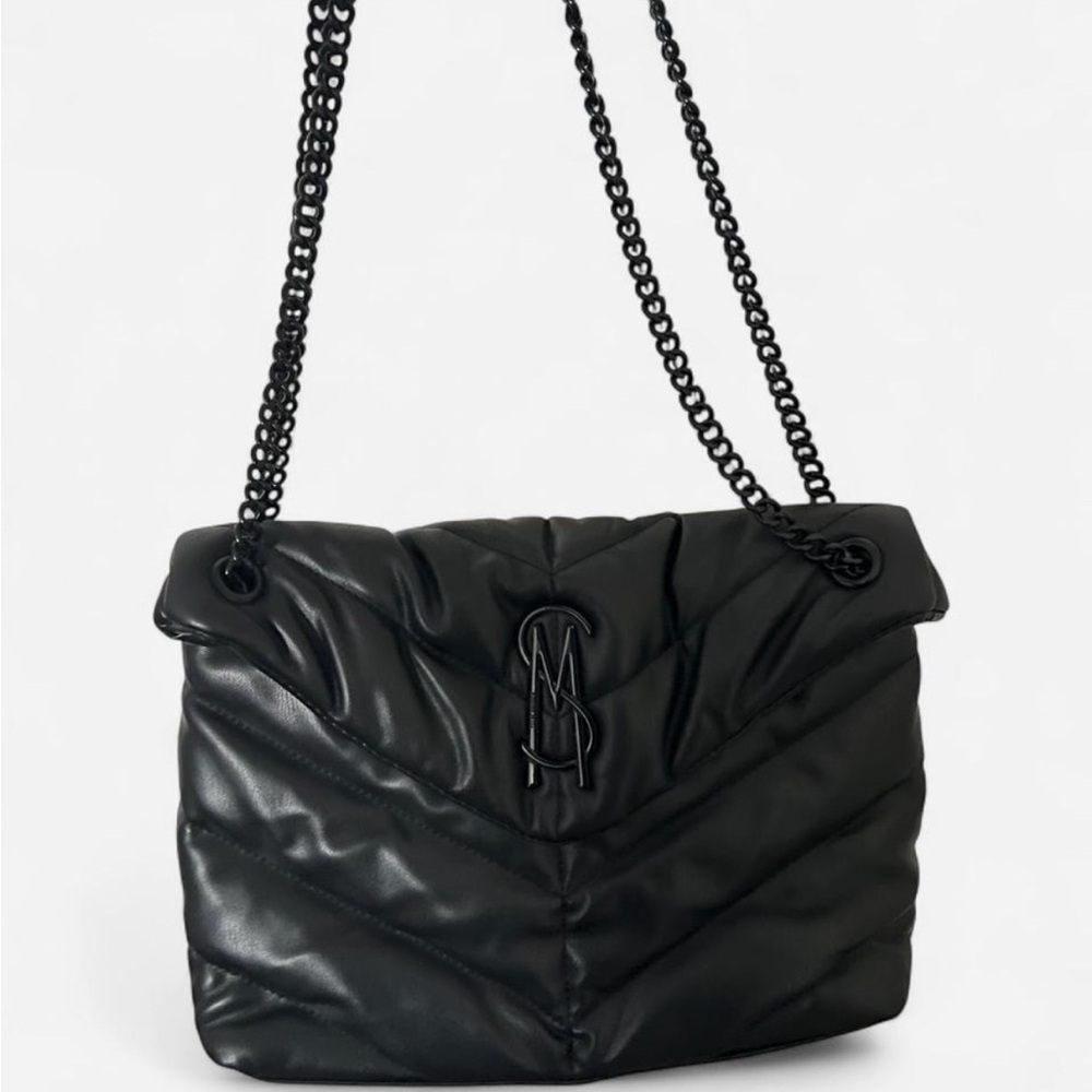 Steve Madden Black Quilted Shoulder Bag with Chain